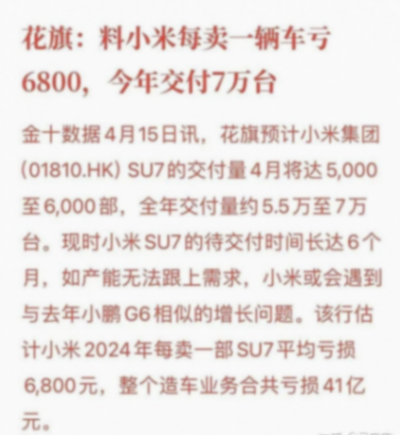 小米SU7成本曝光,每賣出一臺(tái)車都是在“虧本”,你敢信嗎?